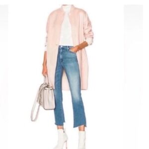 MOTHER The Hustler Ankle Fray High Rise Flare Jeans Light Blue Denim Size 25